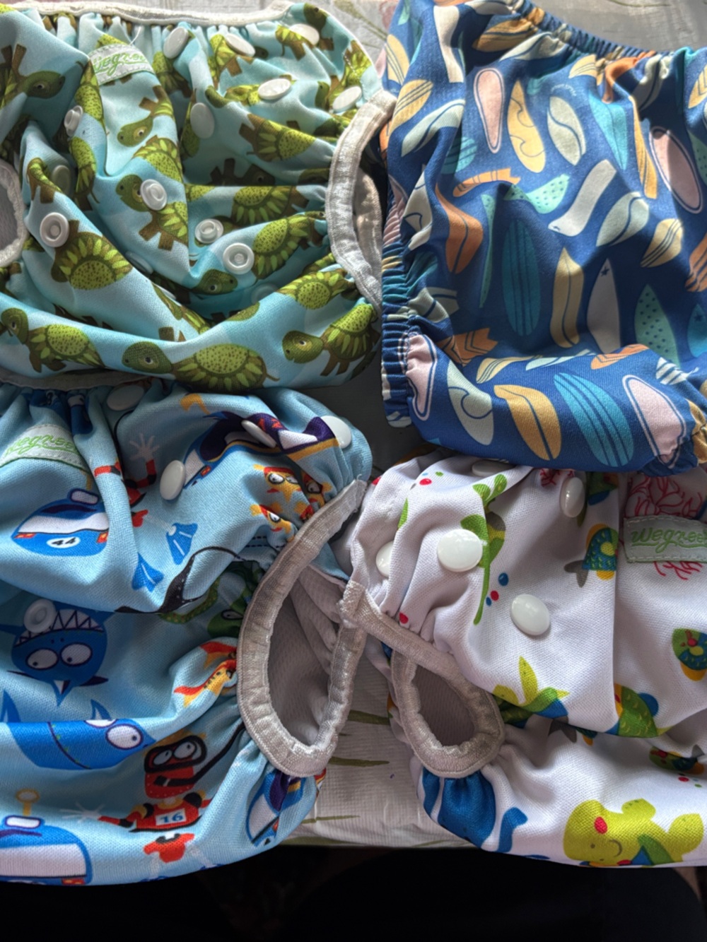 Assorted Kids Swim Diaper Covers - Blue, Light Blue, White, Green - Multipack